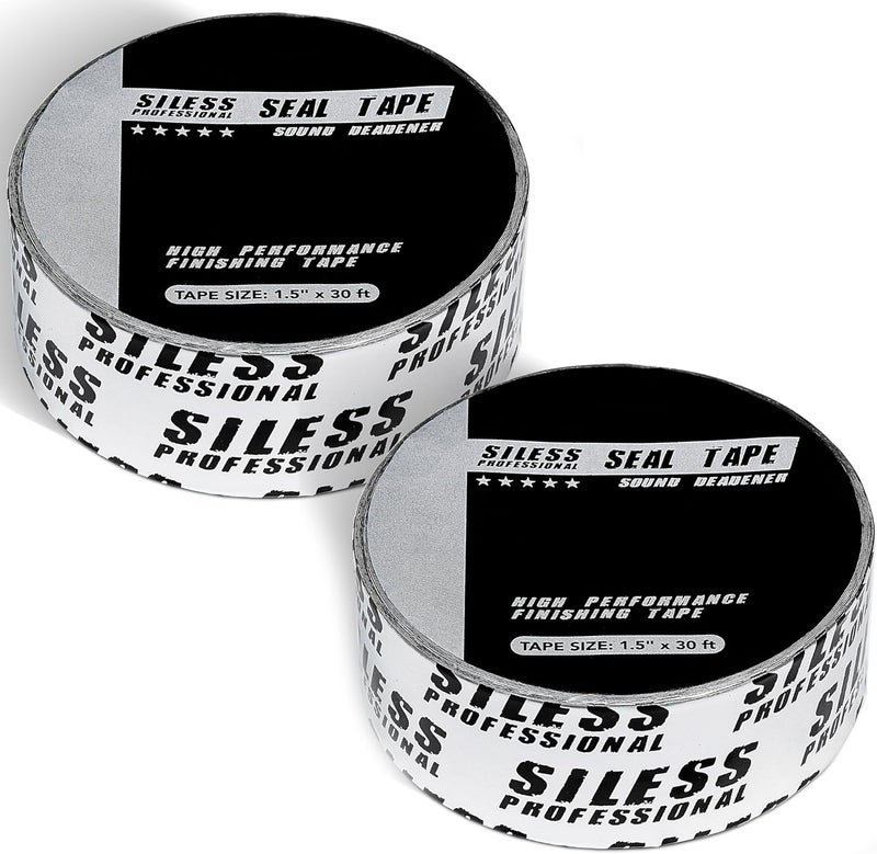 Professional Finishing Sealing Tape for car Sound deadening Installation 1-1/2in x 30ft, Silver, 2 Pack